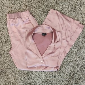Soma sensual rose pink satin notch collar pajama set size small